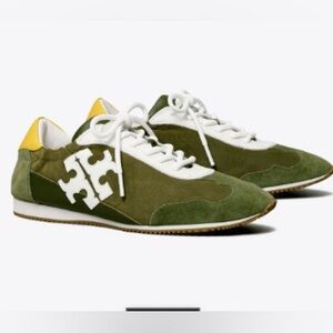 TORY BURCH Tory Sneaker, Suede, Green, Yellow, White